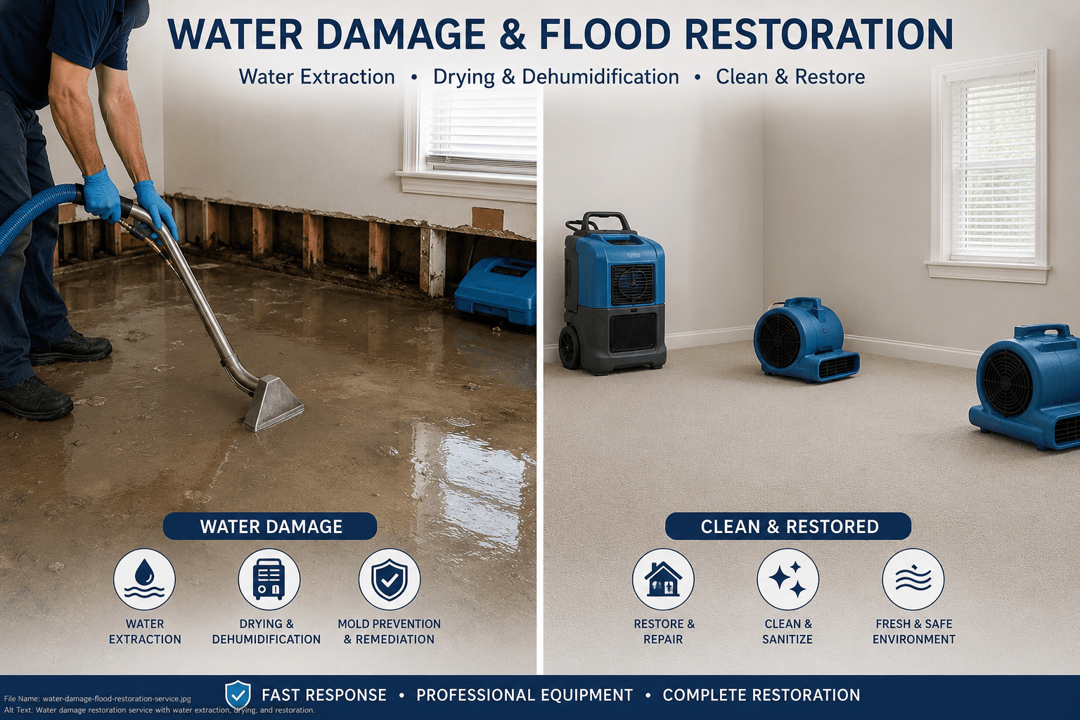 Water damage and flood restoration Melbourne — 24/7 emergency water extraction, drying and carpet restoration by South Clean