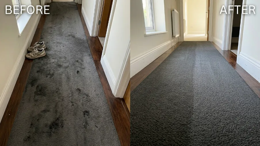 Before and after carpet steam cleaning in Rosebud, South Clean