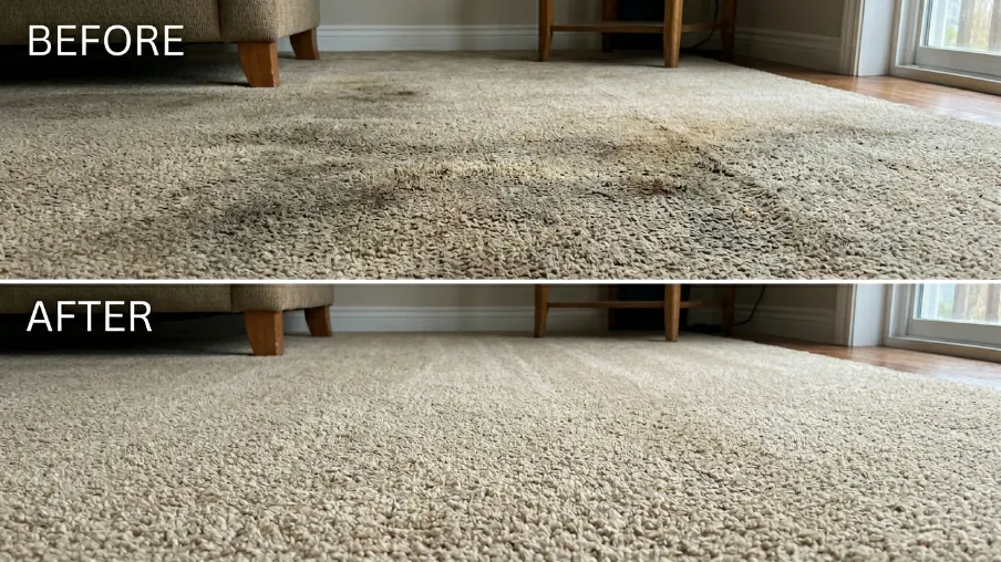 Deep carpet cleaning results before and after in Melbourne