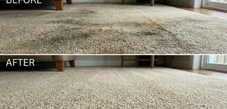 Stain removal before and after carpet clean — South Clean
